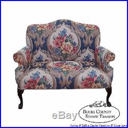 Quality Chippendale Mahogany Claw Foot Loveseat with Floral Tapestry Upholstry