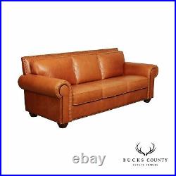 Quality Traditional Vintage Cognac Leather Sofa
