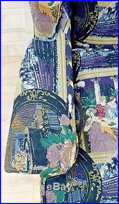 Queen Ann Wingback Georgian Irish Claw & Ball Titanic Embroidered Tapestry Sofa