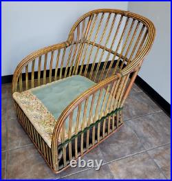 RARE Bamboo Rattan Wicker 31 tall Stick Club Chair from estate of Perry Como