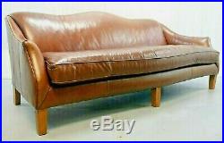 Ralph Lauren Brown Leather Three-seated Camel-back Sofa