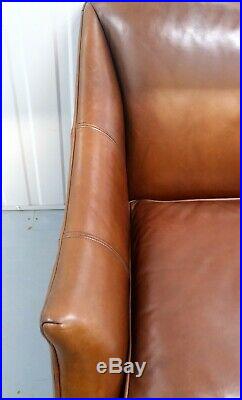 Ralph Lauren Brown Leather Three-seated Camel-back Sofa