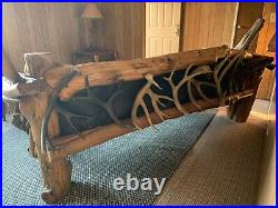 Ranch Style Western Antlered Live Edge Wood Couch