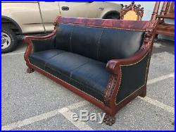 Rare American HZ Mallen RJ Horner sofa. Leather 1890s