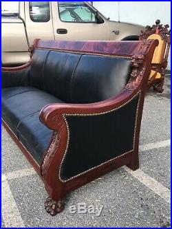 Rare American HZ Mallen RJ Horner sofa. Leather 1890s