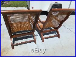 Rare Anglo-Indian British Colonial Teak and Cane Plantation Chairs