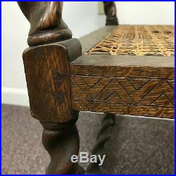 Rare Antique English Dark Oak Barley Twist Daybed Chaise Lounge Adjustable Back
