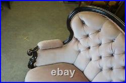 Rare Antique Victorian Walnut Tufted Serpentine Parlor Corner Sofa Settee Couch