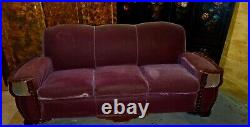 Rare Art Deco 1930s-50s Sofa & 2 Chairs