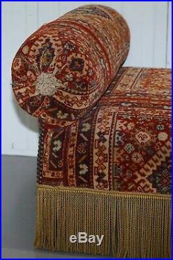 Rare Circa 1810-20 Regency Turkey Work Bluster Arm Window Seat Daybed Sofa