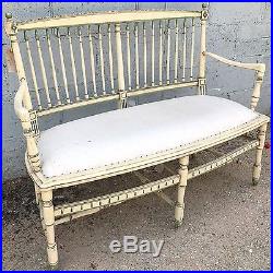 Rare, French/Swedish Antique 19thC Sofa, Love Seat, Original Paint, Linen