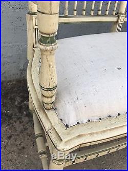 Rare, French/Swedish Antique 19thC Sofa, Love Seat, Original Paint, Linen