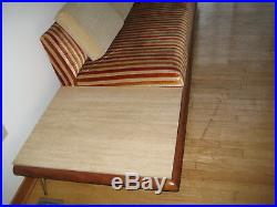 Rare Original Midcentury Pearsall Sofa With Built In Travertine End Tables