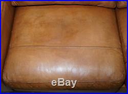 Rare Rrp £3400 Collin & Hayes Aged Brown Leather Sofabed Feather Filled Cushions