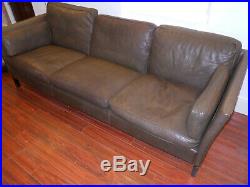 Rare VTG Mid century Danish Morgenson 3-4 seat / Long seater Brown leather sofa