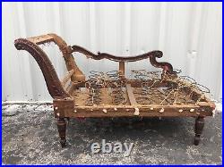 Rare Victorian Carved Walnut Child's Chaise Lounge Fainting Sofa 27 X 46 X 22