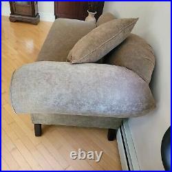 Rare Vintage Cleopatra Chaise Lounge Sofa Chair Brown Velvet Loveseat with Pillow