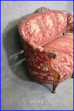Rare form of French Louis XV Kissing Birds Carved To Death 1920s Sofa Settee