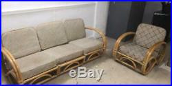 Rattan couch 1950-1960 vintage Vogue with chair