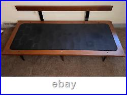 Real 1960s MCM Floating Sofa or Daybed with Black Vinyl Seat and Wedge Bolsters