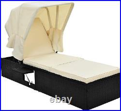Reclining Pool Chaise Lounge Chair Canopy Bed Patio Furniture with Cushions