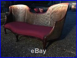 Reduced for quick sale20 century rosewood double cane Bergere serpentine canope