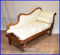 Regency Chaise Longue Sofa Walnut Lounge Day Bed