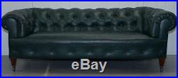 Restored Victorian 1890 Cornelius V Smith Chesterfield Leather Sofa Coil Sprung