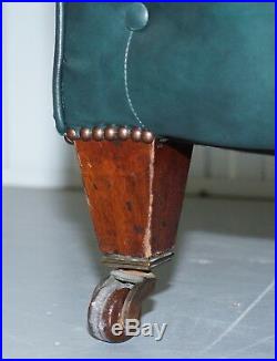 Restored Victorian 1890 Cornelius V Smith Chesterfield Leather Sofa Coil Sprung