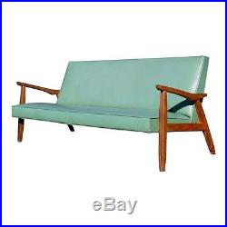 Retro Mid Century Modern Turquoise Sofa Couch Loveseat Settee Vintage Lounge MCM