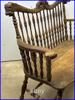 Rj horner style 1890s carved figural dolphin settee project Victorian bench