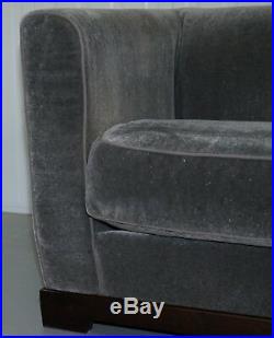 Rrp £10500 Promemoria Wanda 4 Seat Silky Sofa Grey Velvet Sofa Feather Filled