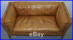 Rrp £1349 Halo Groucho Brown Leather Small 2 Seater Sofa Lovely Comfortable