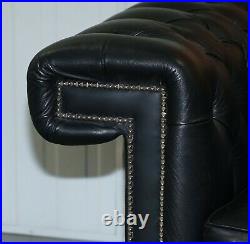 Rrp £17,000 David Linley Pimlico Chesterfield Tufted Black Nero Leather Sofa