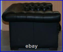 Rrp £17,000 David Linley Pimlico Chesterfield Tufted Black Nero Leather Sofa