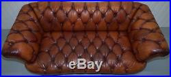 Rrp £2399 Tetrad Oskar Chesterfield Vintage Brown Leather Sofa Part Of A Suite