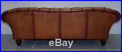 Rrp £2399 Tetrad Oskar Chesterfield Vintage Brown Leather Sofa Part Of A Suite