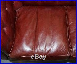 Rrp £2699 Tetrad England Reddish Brown Leather Chesterfield Sofa Part Of Suite