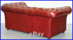 Rrp £2699 Tetrad England Reddish Brown Leather Chesterfield Sofa Part Of Suite