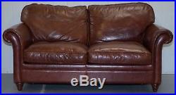 Rrp £2850 Laura Ashley Mortimer 2 Sofa Bed In Vintage Heritage Brown Leather