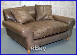 Rrp £3.500terence Conran Winslow Leather Love Seat, Feather Filled Cushion