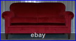 Rrp £9,500 New George Smith Signature Full Scroll Arm Sofa Red Velvet Upholstery