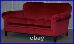 Rrp £9,500 New George Smith Signature Full Scroll Arm Sofa Red Velvet Upholstery