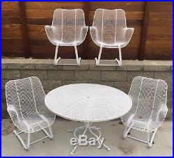 Russell Woodard Sculptura Spring Rocking Wire Mesh Patio Dining Set 4 chairs