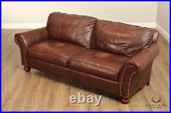 Rustic Style Brown Leather Sofa
