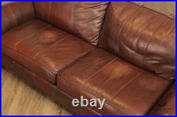 Rustic Style Brown Leather Sofa