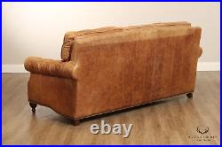 Rustic Style Quality Distressed Leather Three-Seat Sofa