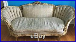 SALE! 1900's Antique FRENCH CARVED Couch, SetteeTUFTEDLOUIS XVORNATE BARBOLA