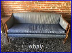 SOUTHWOOD Sheraton inlaid mahogany down seat sofa (possible delivery)