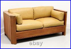 STICKLEY 21st Century Collection Cherry Inlaid Ebony Mission Leather Loveseat